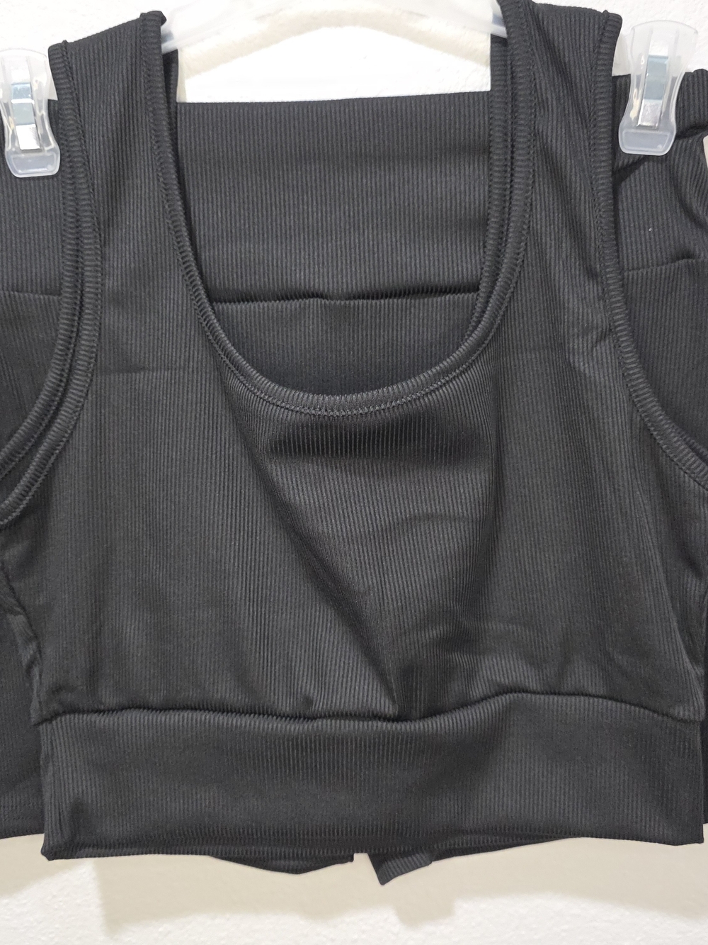 Ribbed Scoop Sports Bralette & Short Set - Black Size M